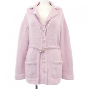 ❌SOLD❌ CHANEL knit sweater cashmere silk size EU 40 US 12 pink belt cardigan
